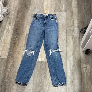 Abercrombie & Fitch Distressed Medium Blue Boyfriend Jeans